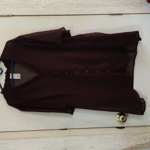 Women's Plus 32W Sheer Button Down Blouse